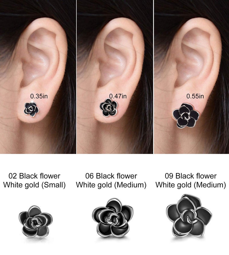 AllenCOCO Flower Stud Earrings Hypoallergenic for Women - White Gold Plated Rose Earrings for Sensitive Ears, Nickel Free (W) - Image 4